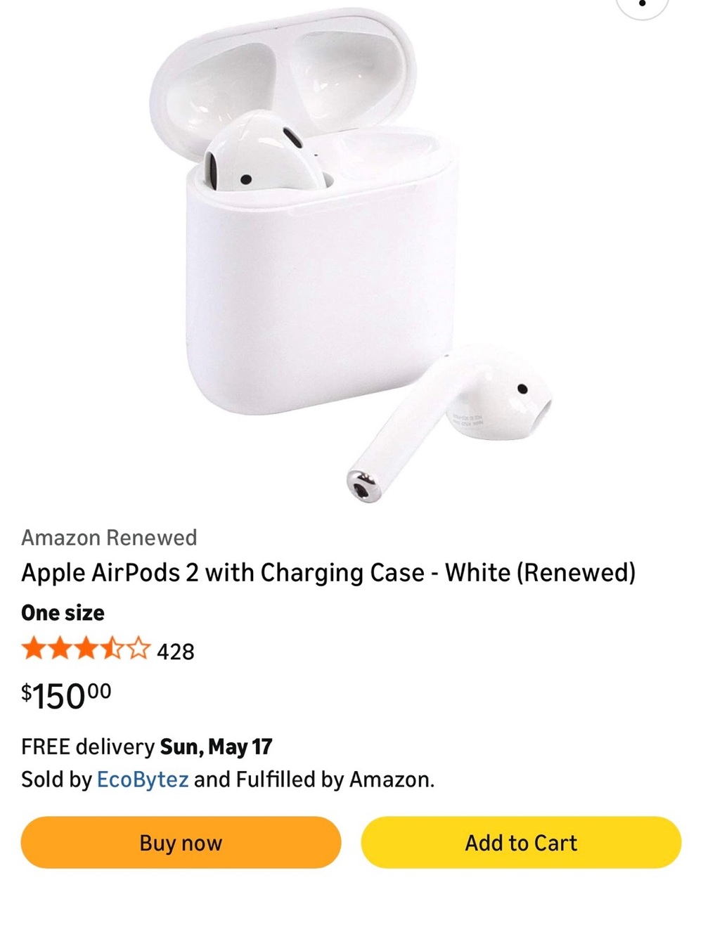Apple AirPods 2 Wireless Earbuds with Charging Case - White